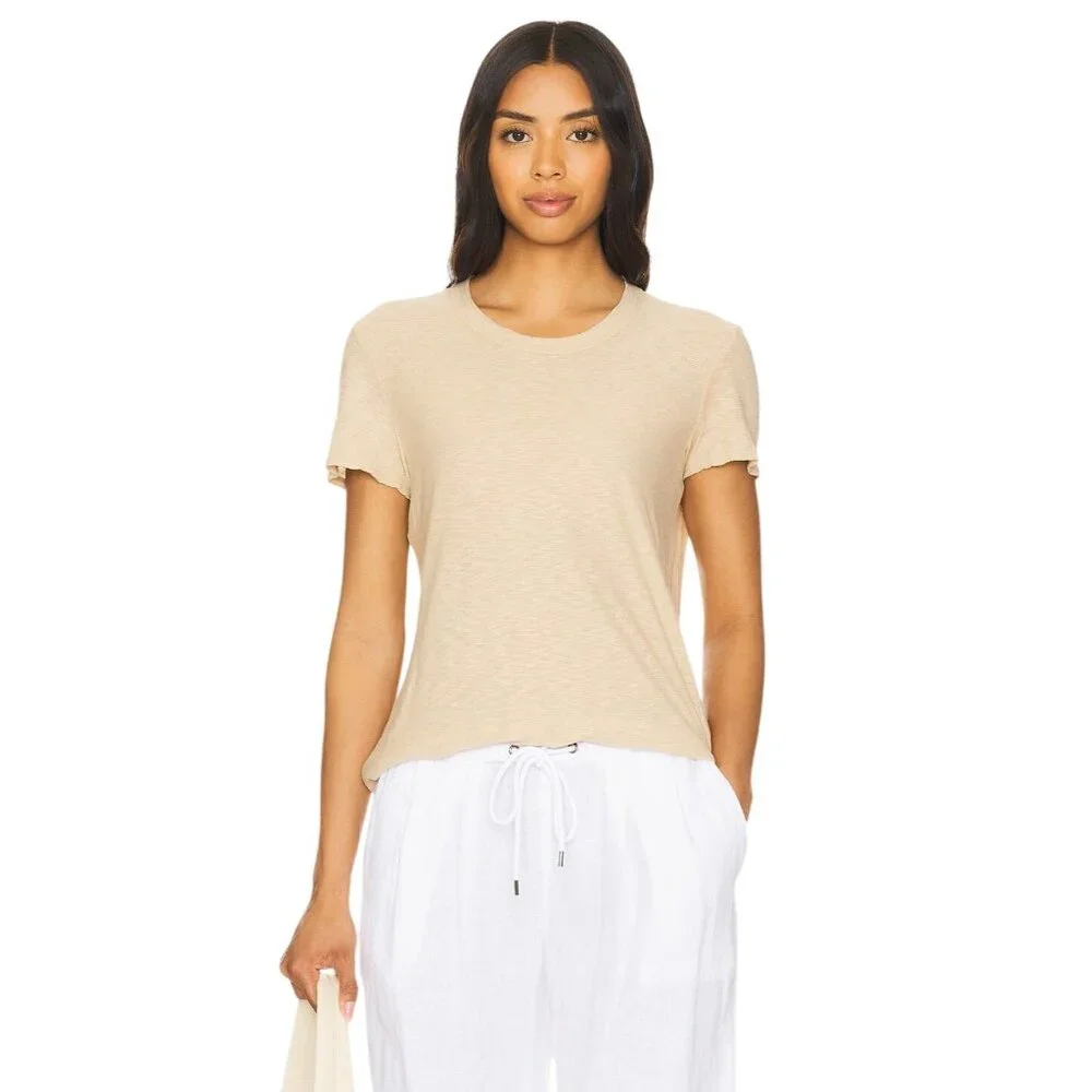 James Perse Sheer Slub Crew Neck Tee in Sand Dune Size 1 (XS/S) Womens - Picture 1 of 14